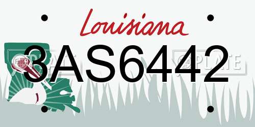 3AS6442 Louisiana License Plate