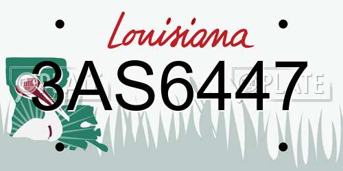 3AS6447 Louisiana License Plate