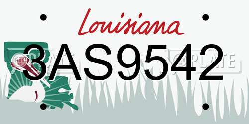 3AS9542 Louisiana License Plate