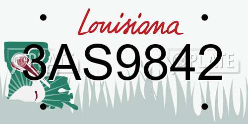 3AS9842 Louisiana License Plate
