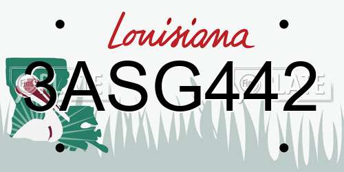 3ASG442 Louisiana License Plate