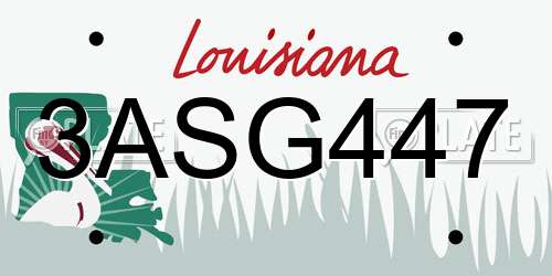 3ASG447 Louisiana License Plate