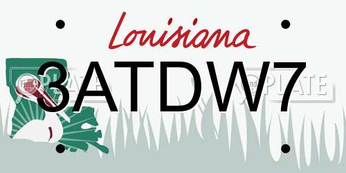 3ATDW7 Louisiana License Plate