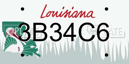 3B34C6 Louisiana License Plate