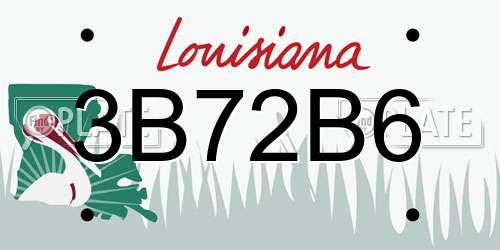 3B72B6 Louisiana License Plate