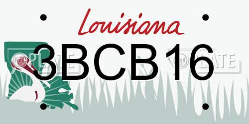 3BCB16 Louisiana License Plate
