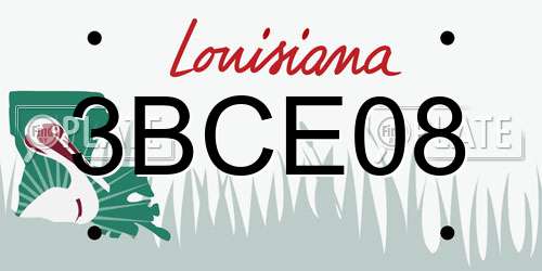 3BCE08 Louisiana License Plate