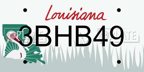 3BHB49 Louisiana License Plate