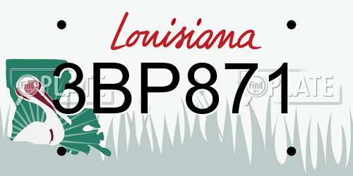 3BP871 Louisiana License Plate