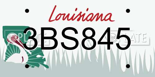 3BS845 Louisiana License Plate