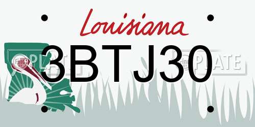 3BTJ30 Louisiana License Plate