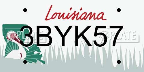 3BYK57 Louisiana License Plate
