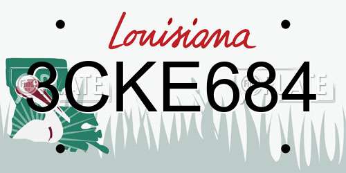 3CKE684 Louisiana License Plate