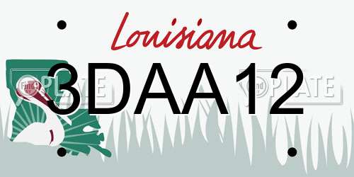 3DAA12 Louisiana License Plate
