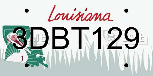 3DBT129 Louisiana License Plate