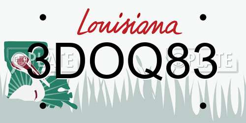 3DOQ83 Louisiana License Plate