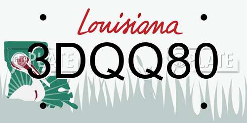 3DQQ80 Louisiana License Plate