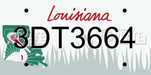 3DT3664 Louisiana License Plate