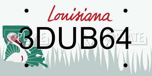 3DUB64 Louisiana License Plate