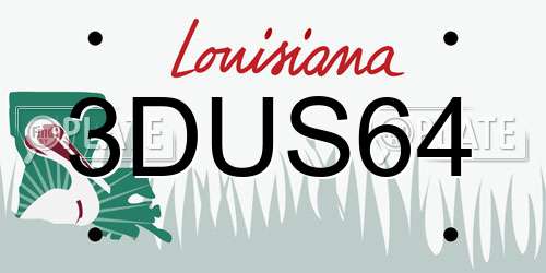 3DUS64 Louisiana License Plate
