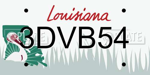 3DVB54 Louisiana License Plate