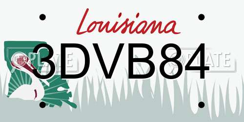 3DVB84 Louisiana License Plate