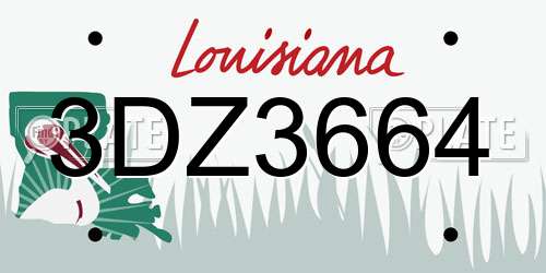 3DZ3664 Louisiana License Plate
