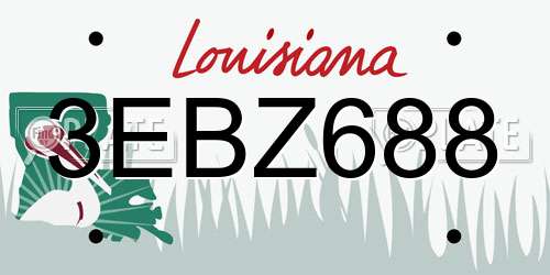 3EBZ688 Louisiana License Plate