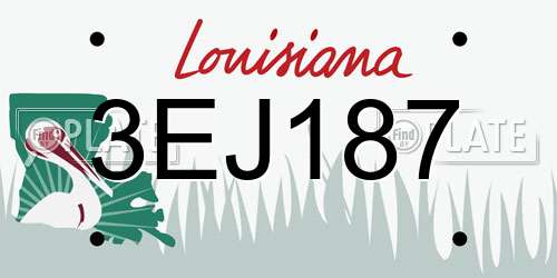 3EJ187 Louisiana License Plate