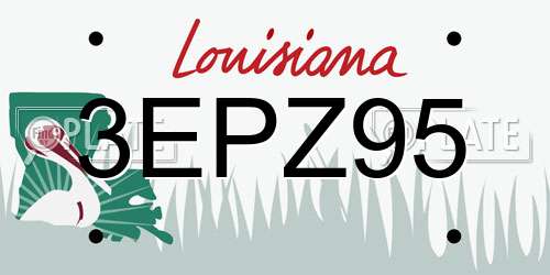 3EPZ95 Louisiana License Plate