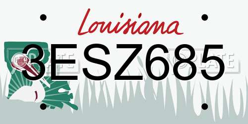 3ESZ685 Louisiana License Plate