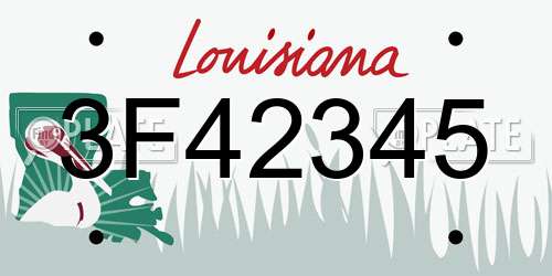 3F42345 Louisiana License Plate