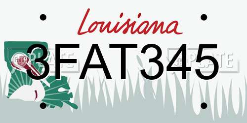 3FAT345 Louisiana License Plate