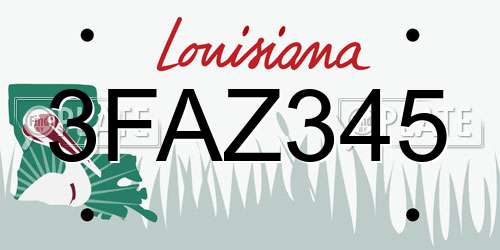 3FAZ345 Louisiana License Plate
