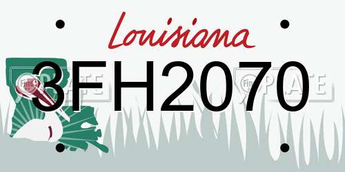3FH2070 Louisiana License Plate