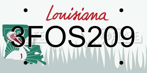 3FOS209 Louisiana License Plate