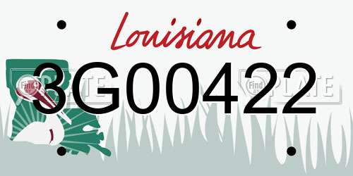 3G00422 Louisiana License Plate
