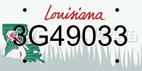 3G49033 Louisiana License Plate