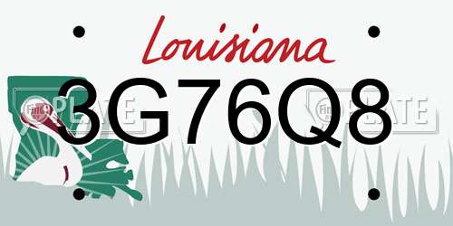 3G76Q8 Louisiana License Plate