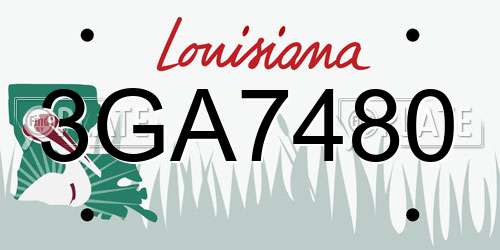3GA7480 Louisiana License Plate
