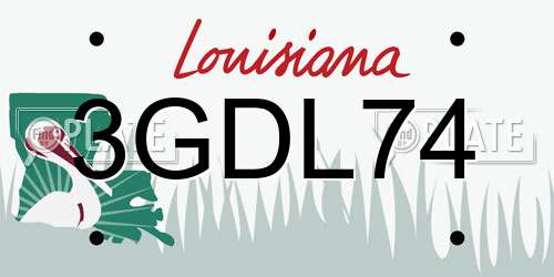3GDL74 Louisiana License Plate
