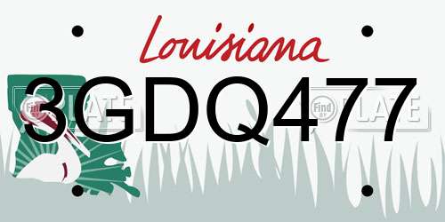3GDQ477 Louisiana License Plate