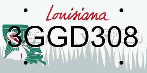 3GGD308 Louisiana License Plate