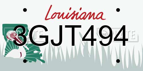 3GJT494 Louisiana License Plate