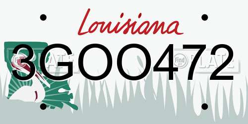3GOO472 Louisiana License Plate
