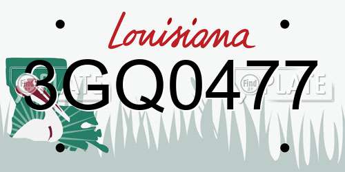 3GQ0477 Louisiana License Plate