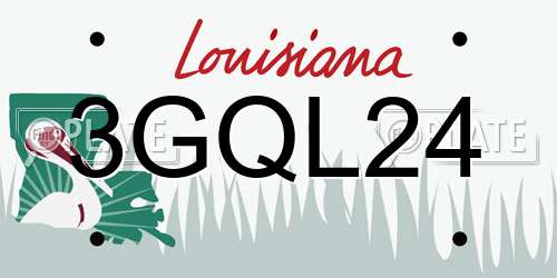 3GQL24 Louisiana License Plate