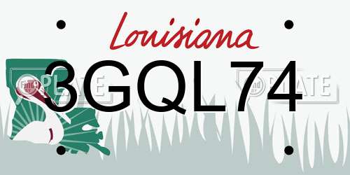 3GQL74 Louisiana License Plate