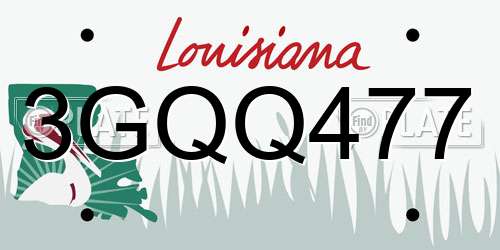 3GQQ477 Louisiana License Plate