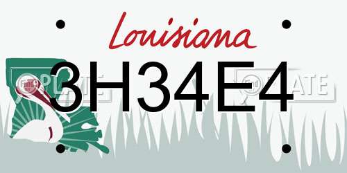 3H34E4 Louisiana License Plate